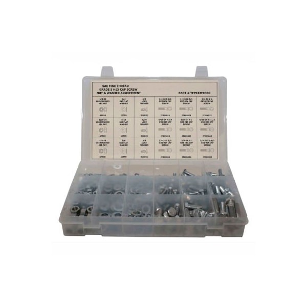Hex Head Cap Screw Assortment, Steel, Zinc Plated Finish, 330 PCS